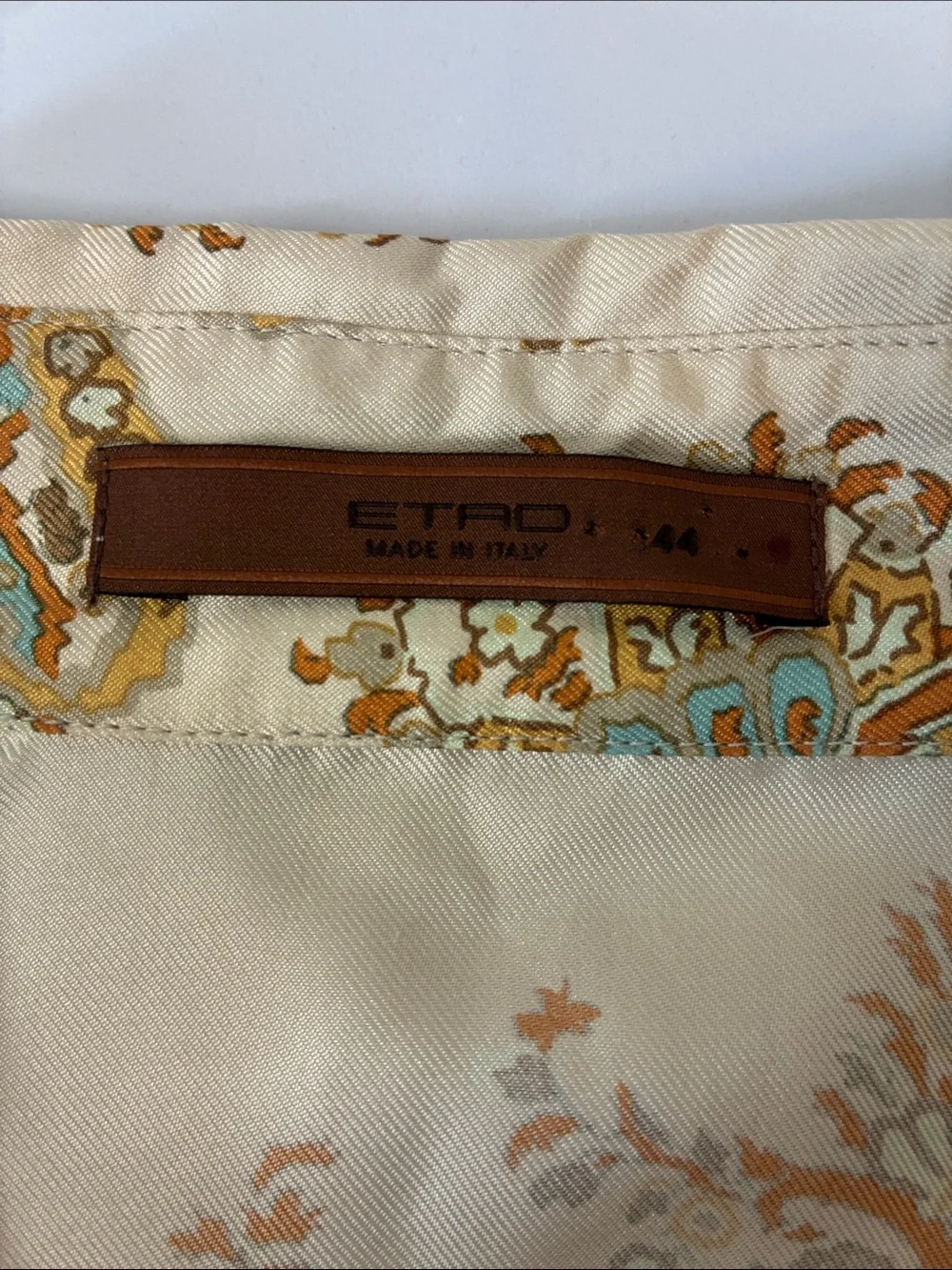 Etro Silk Paisley Patchwork Button Down Long Sleeve Blouse Gold Vintage S - Picture 5 of 7